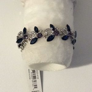 CAROLEE BLUE AND PURPLE CRYSTALS SILVER BRACELET